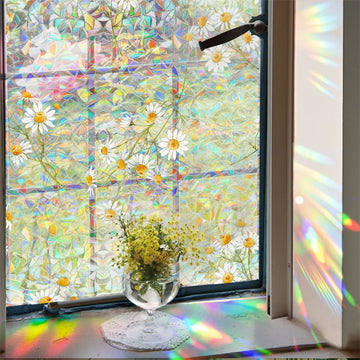 Garvee Pellicola Protettiva per Finestre Vetro Colorato 3D Blocca Sole Facile Installazione 43x100 cm Multicolore Casa e Ufficio