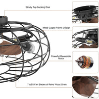 Ventilatore da soffitto retrò GARVEE con luce e telecomando, 6 velocità di ventilazione regolabili, lampada con ventola da 50 cm per soggiorno e camera da letto, timer, 7 pale, 6 lampadine E14 (non incluse)