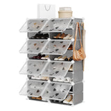 Garvee Organizer Scarpe 6 Ripiani Espandibile 24 Paia Con 2 Ganci Per Ingresso E Armadio, Plastica PP Resistente, Design Salvaspazio, Montaggio Senza Attrezzi - Grey