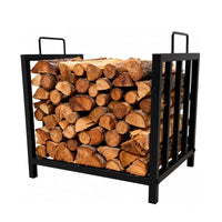 Portalegna in metallo Garvee, nero, portatile con maniglie per camino, braciere, stufa a legna, 17,5x11,8x15,7