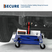 Cric idraulico a basso profilo da 450 libbre, corsa da 7 a 23 pollici, blu