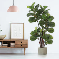 Albero di fico artificiale Garvee a foglia di violino, 4,9 piedi, con 102 foglie, per decorazioni per la casa e l'ufficio, verde, resistente alle intemperie