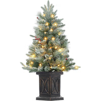 Albero di Natale Artificiale Garvee 90 cm con 78 LED Bianco Caldo - 8 Modalità Luce, Fibra Ottica, Effetto Gelo e Base Semicircolare