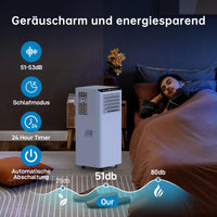 Condizionatore portatile Garvee 7000 BTU 4 in 1 Raffreddamento e deumidificazione con telecomando per camera da letto e ufficio, compatto, silenzioso, bianco
