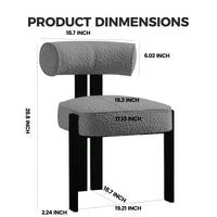 Sedie da pranzo Garvee, set da 2, tessuto bouclé, schienale ergonomico, gambe in legno di caucciù, moderne, comode, per sala da pranzo e soggiorno