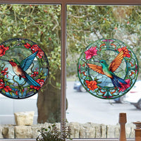 Garvee Pellicola per Finestre in Vetro Colorato con Colibrì Anti-Collisione per Porte e Finestre Casa 25.4x25.4cm