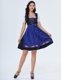 Garvee Dirndl Midi da donna, set di 3 pezzi in abito tradizionale per il carnevale dell'Oktoberfest, blu, taglia 40