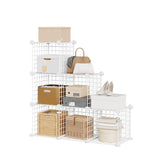 Garvee Organizer Modulare 6 Cubi in Rete Metallica, Scaffale in Metallo Resistente, 32 cm Cubi, Bianco, per Camera e Soggiorno - White