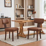 Set Garvee 2 Sedie da Pranzo Moderne in Pelle con Schienale Ergonomico, Telaio in Legno Massello, Altezza Seduta 48 cm, Base Antiscivolo, Cucina e Sala da Pranzo, Colore Neutro - Brown