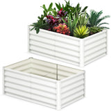 Aiuola rialzata zincata Garvee 6x3x1.5 pezzi, 2 pezzi, metallo resistente, base aperta, bordo di sicurezza, stabile, per giardino e patio, grigio - Bianco