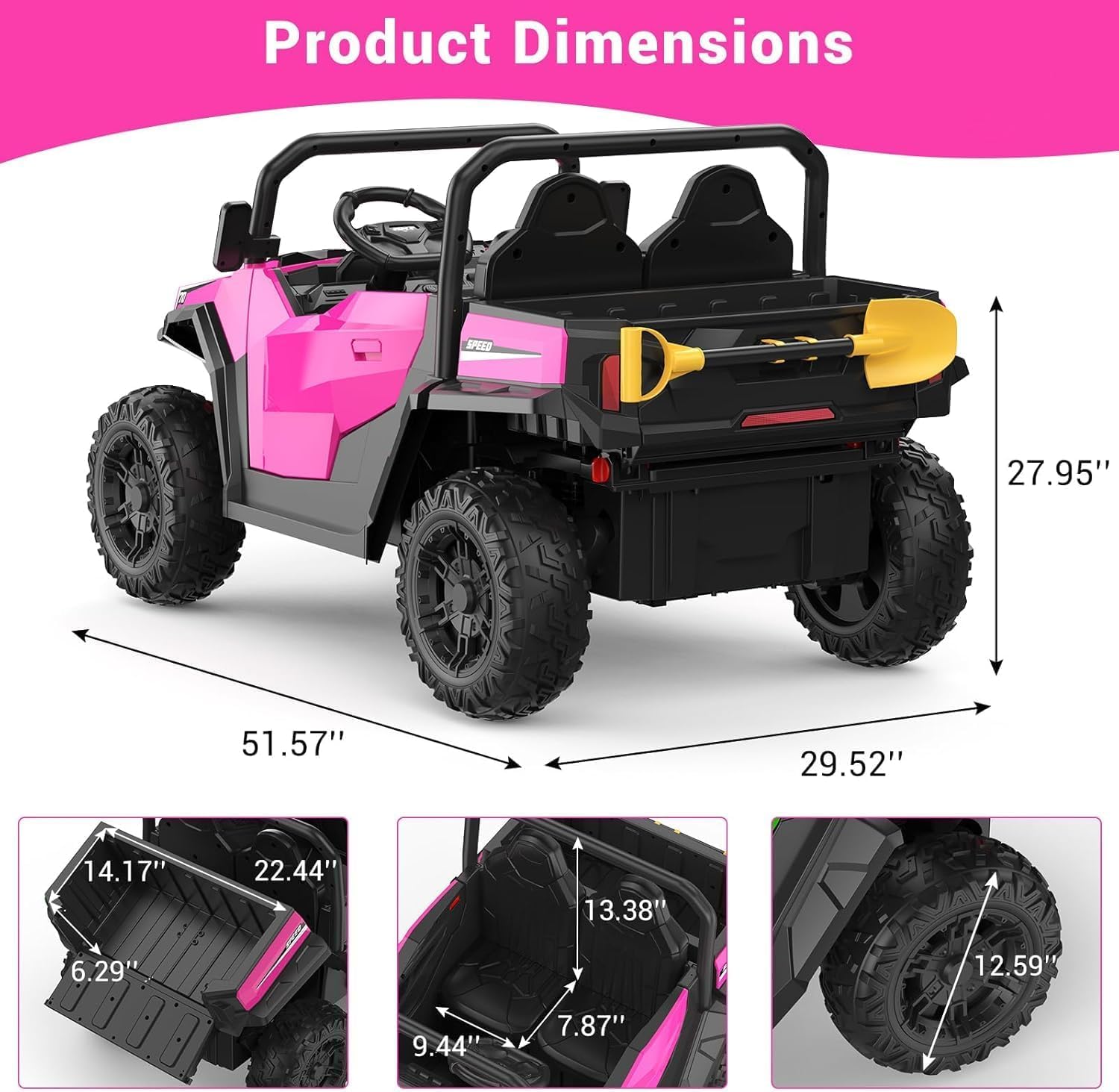 Auto elettrica GARVEE a 2 posti con telecomando 2.4G, auto elettrica da 24 V, auto elettrica 4x4 per bambini con telecomando, auto elettrica con musica e luci, 3 velocità per bambini dai 3 anni in su