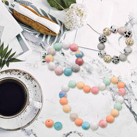 Garvee 120 pezzi di perline in silicone da 15 mm, rotonde assortite per la creazione di braccialetti, gioielli, portachiavi, artigianato fai da te, verde