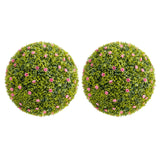 Palla di bosso artificiale Garvee da 20,5" con fiori rosa, materiale PE, per balcone e giardino, set da 2, senza manutenzione e durevole - Rosa