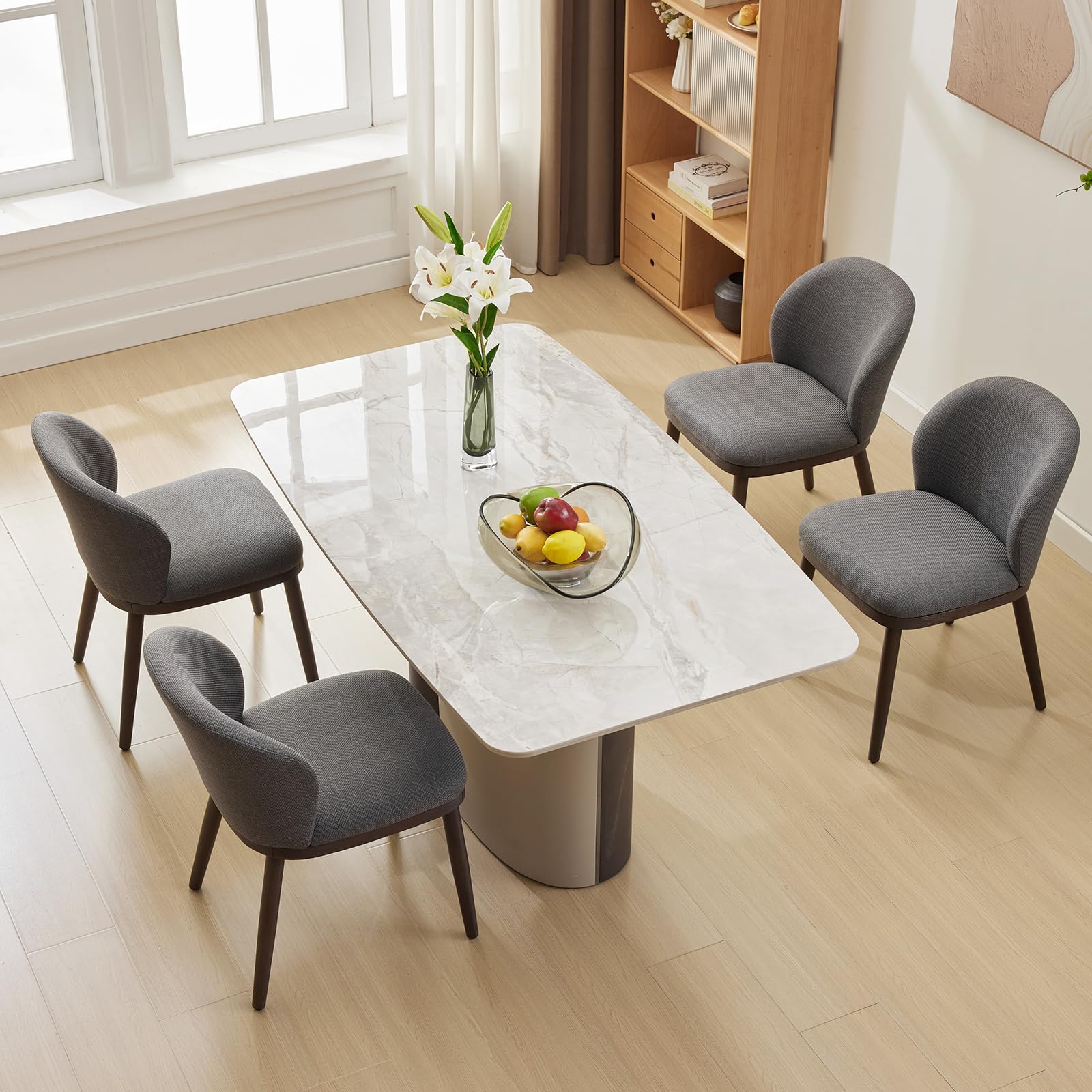 Set 2 posti pranzo Garvee, rivestimento moderno, railale ergonomico, viola in legno, portata di carico di 120 kg, salvaspazio, per cucina e ristorante, grigio