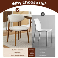 Set di 2 sedie da pranzo in legno Garvee, stile moderno di metà secolo, imbottite, per cucina e sala da pranzo, beige, salvaspazio