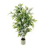 Garvee Albero Finto Ficus 122 cm con Foglie di Seta, Doppio Tronco Regolabile, Vaso Ceramica Bianco, Decorazione Interna ed Esterna - 120Cm White Explosion-Proof Basin (4Ft)