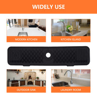 Tappetino raccogli gocce in silicone per rubinetto Garvee 61 x 14 x 0,5 cm, nero, per cucina, bagno, lavello, dispenser di sapone