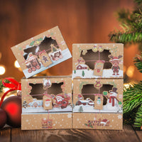 Scatola per biscotti natalizi Garvee da 24 pezzi con finestra, scatola da forno in carta kraft per torte, biscotti, dessert, ciambelle, di grandi dimensioni, design natalizio