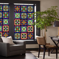 GARVEE Pellicola per vetri colorati Fiori retrò Adesivi statici Non adesivi 60x100 cm Privacy decorativa per casa e ufficio