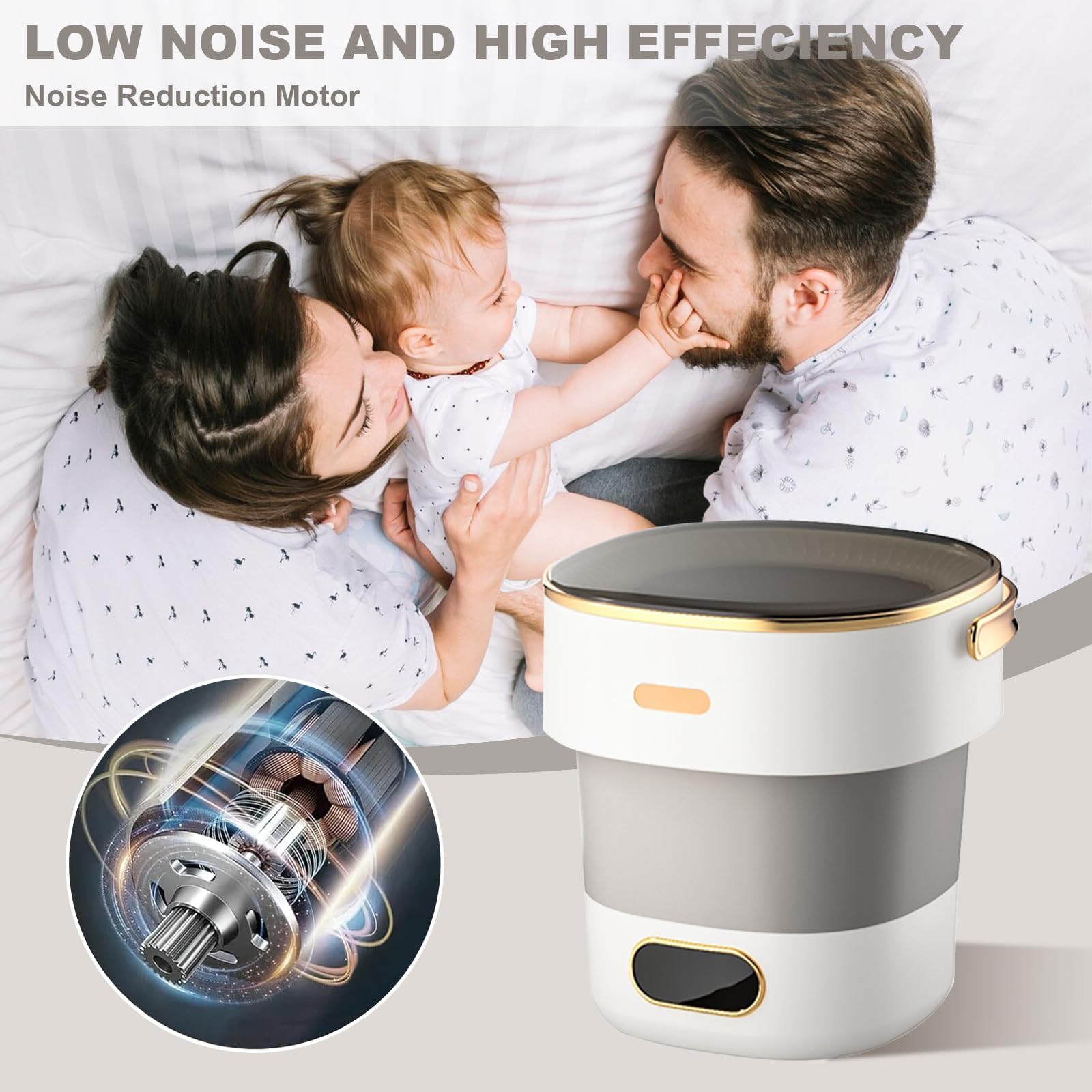 Garvee Mini Lave-Linge 13L portatile con sacca per campeggio e viaggi, materiale ABS bianco leggero