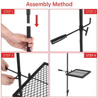Griglia girevole per falò Garvee da 16,7'' x 12,6'' realizzata in robusto acciaio con rotazione a 360° e regolazione dell'altezza per barbecue all'aperto, picnic, giardino, nera