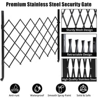 Cancello di sicurezza pieghevole singolo Garvee 71"x61" in acciaio con rulli a 360° blocco per cortile e garage nero