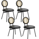 Garvee Set 4 Sedie da Pranzo in Rattan Moderno con Cuscini Comodi, Gambe in Metallo Stabile, Nero, per Soggiorno e Sala da Pranzo - Black_1