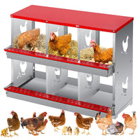 Nidi per galline Garvee, 6 scomparti, in metallo, impermeabili, antiruggine, con ventilazione, trespolo e vassoio portauova mobile per piccoli giardini