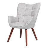 Garvee Sedia Da Pranzo Casual In Lino E Pelle Scamosciata, Schienale Alto, Struttura Stabile In Metallo, Design Mid-Century, Cucina E Sala Da Pranzo, Varie Colorazioni - Grey
