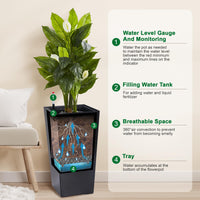 Garvee Set di 2 fioriere alte 22,5" con irrigazione automatica per giardino e patio, nere, plastica resistente alle intemperie, 22,5 pollici