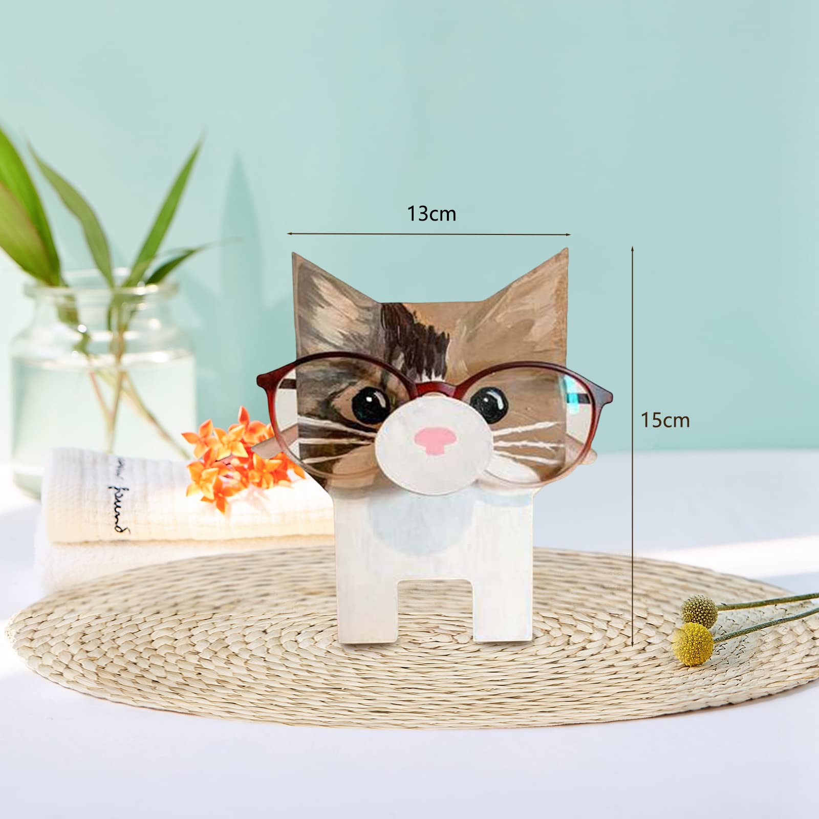Garvee Portaocchiali in legno a forma di gatto per scrivania da camera da letto