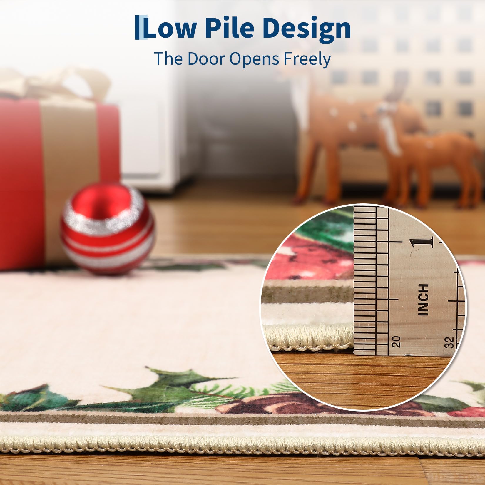 Tappeto natalizio Garvee lavabile antiscivolo per soggiorno, camera da letto, cucina, 160x230 cm, morbido pelo corto