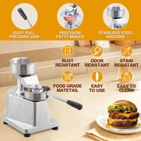 Garvee Burger Patty Maker, 6 pollici, in lega di alluminio, 500 fogli di carta per hamburger, per ristoranti e food truck