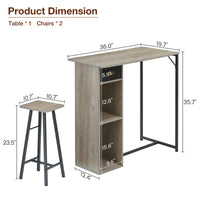 Set tavolo e sedie da bar rustico Garvee, 3 pezzi con contenitore, cuscini ergonomici, struttura in metallo per appartamento e bar, compatto, impermeabile