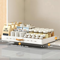 Cassetto telescopico in metallo Garvee, larghezza regolabile, cassetto da cucina estensibile, larghezza 51-75 cm, bianco