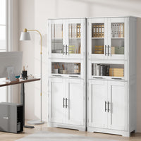 Mobiletto alto da bagno Garvee con ante in vetro, ripiani regolabili, MDF, bianco per cucina e soggiorno, 23,6"x11,8"x66,9"