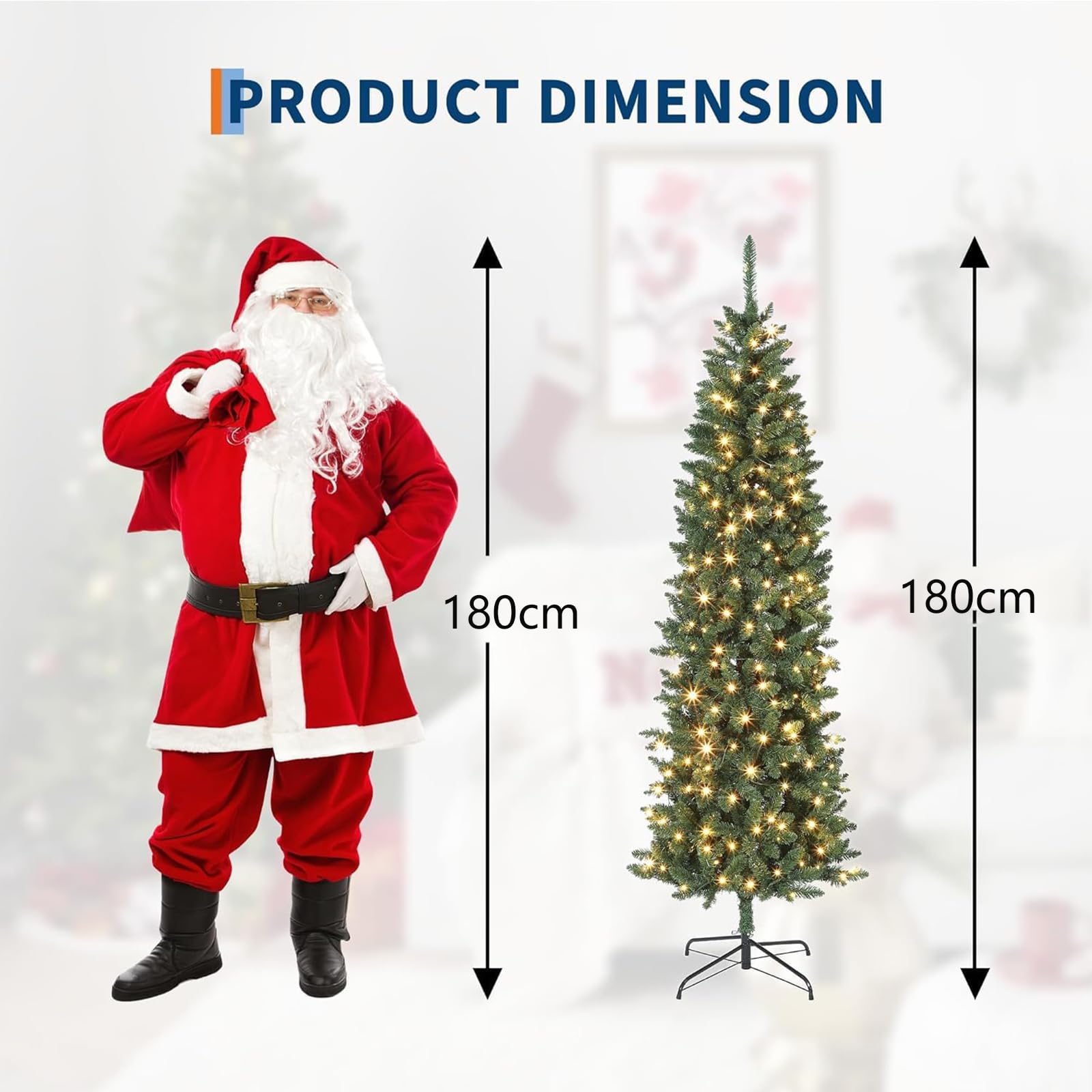 Albero di Natale Garvee 180cm LED PVC – Albero di Natale in plastica con illuminazione a LED integrata per la casa, la funzione e la decorazione della festa con pratico lunedì.