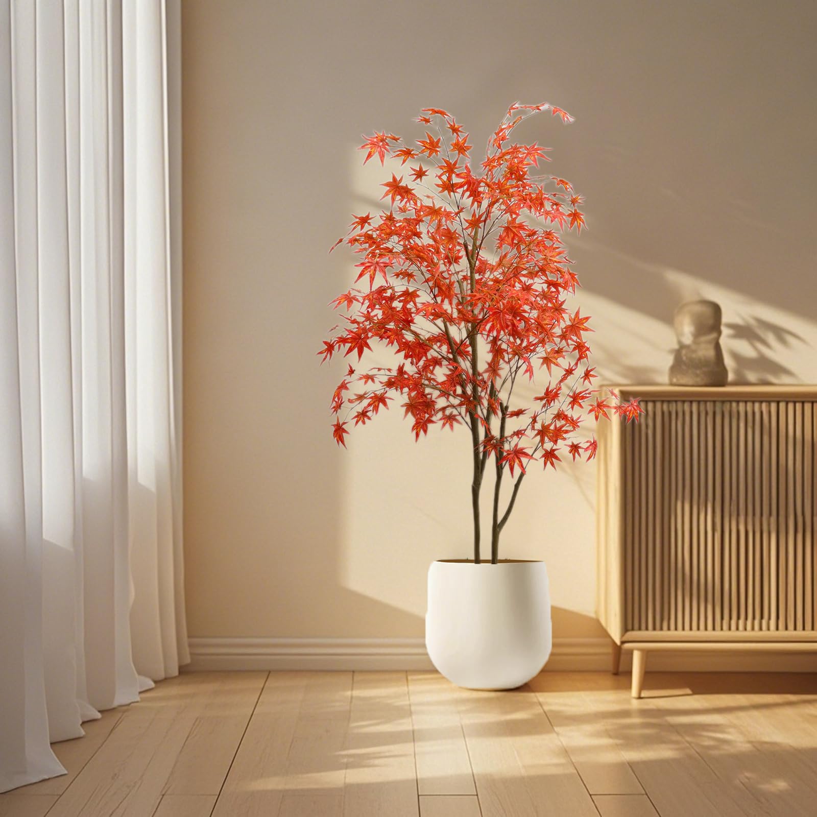 Garvee 6 piedi albero di acero artificiale decorazione autunnale con foglie di seta morbido vaso di plastica per casa e festa 120 cm rosso