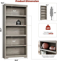 Garvee Libreria Rustica Alta 190,5 cm 2-6 Ripiani Regolabili MDF Robusta Antiribaltamento Soggiorno Studio