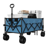 Carrello Spiaggia Pieghevole Garvee | Ruota 7" Tutto Terrain, Acciaio 350 lb, Portabicchieri, 54x28.7x42", Robusto per Estate - Blu