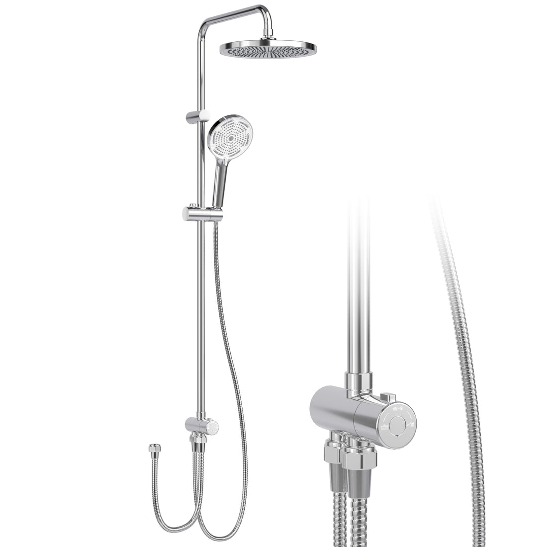 GARVEE Colonna doccia a pioggia senza raccordi cromata – Colonna doccia in acciaio inox rotonda 25 cm