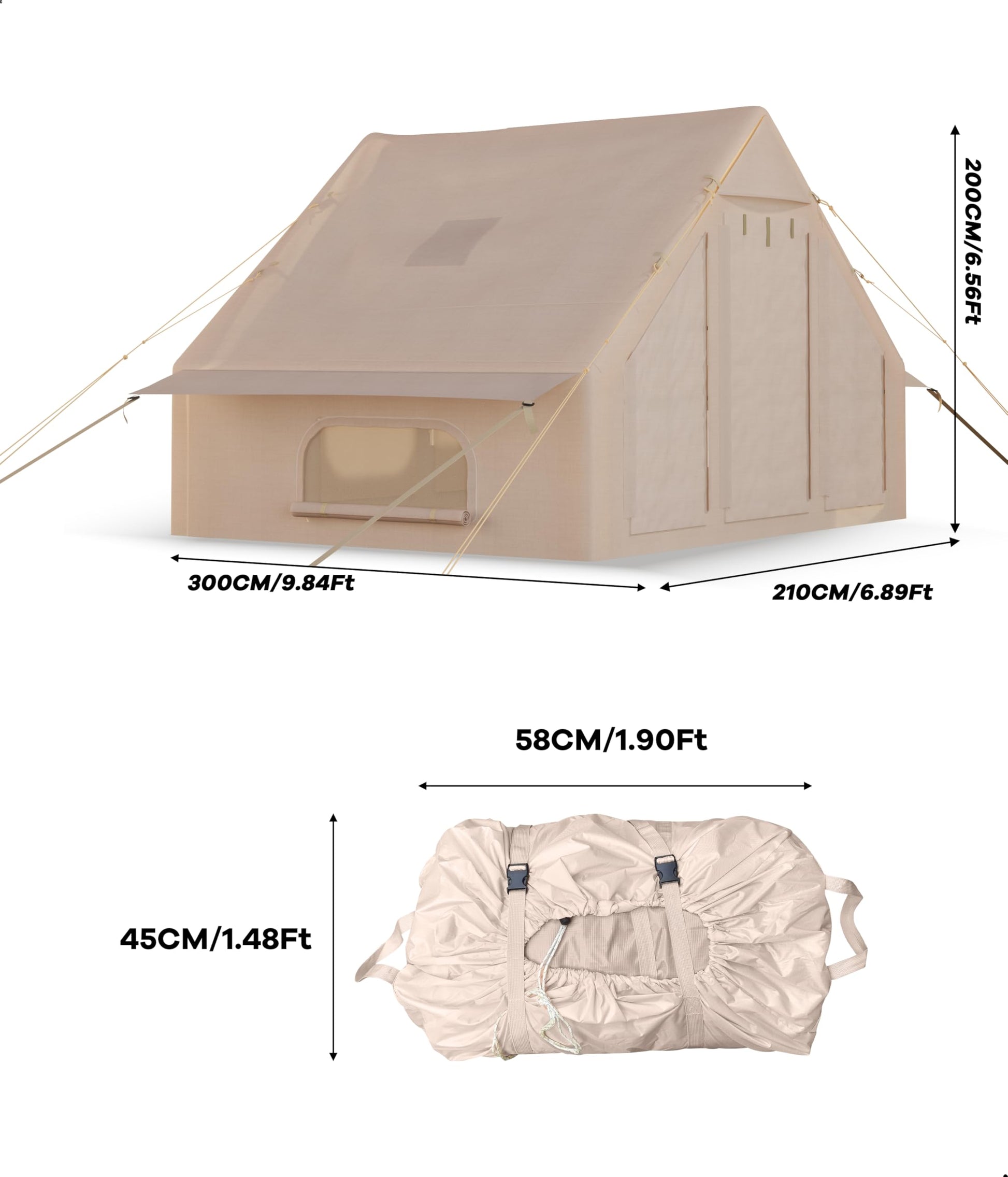 Tenda da campeggio gonfiabile Garvee con pompa per esterni e campeggio, 118x83x79 cm, cotone e PVC, impermeabile e antivento