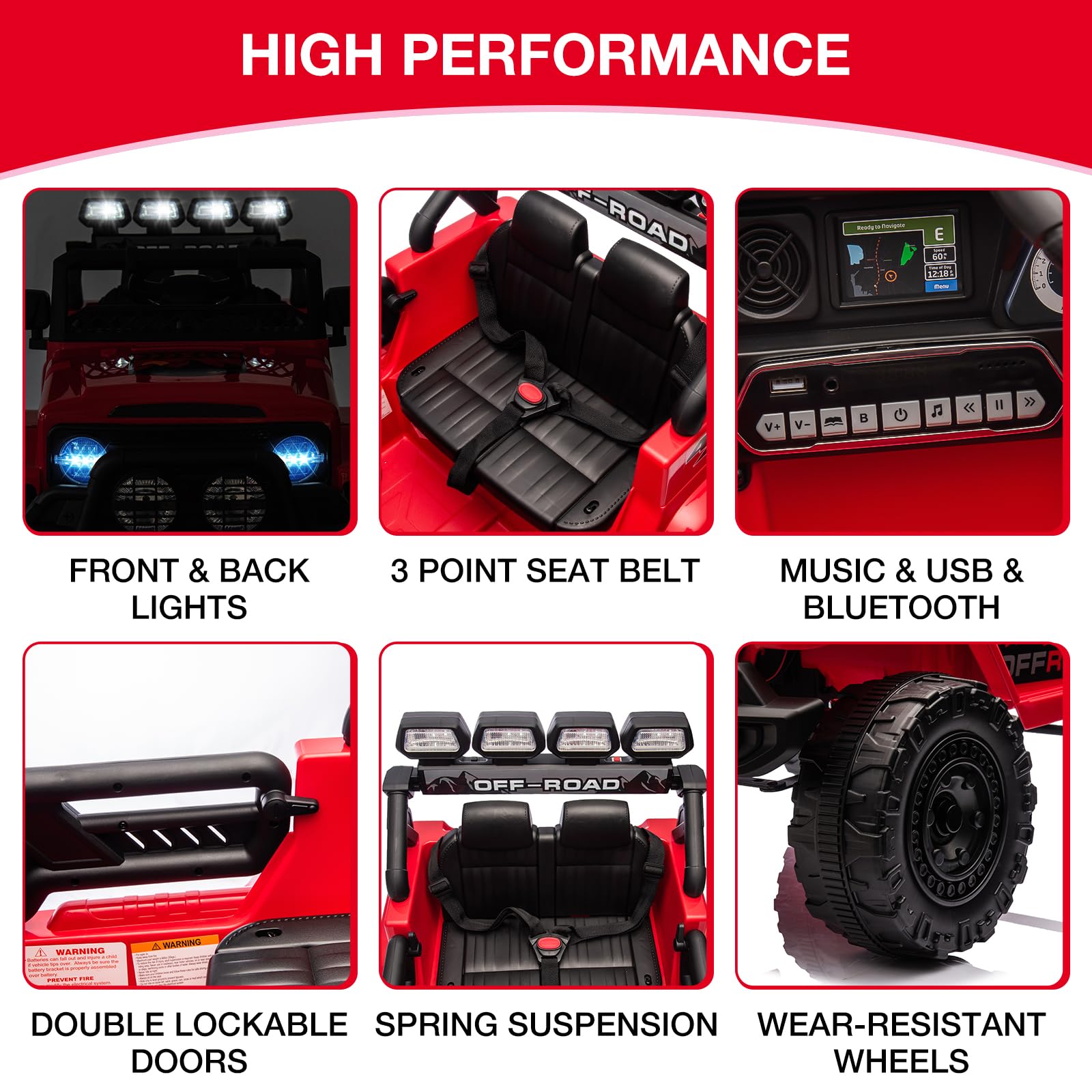 Veicolo per bambini Garvee da 12 V con luci a LED per il divertimento all'aperto: auto giocattolo elettrica per bambini e bambine dai 3 anni in su con telecomando e cintura di sicurezza