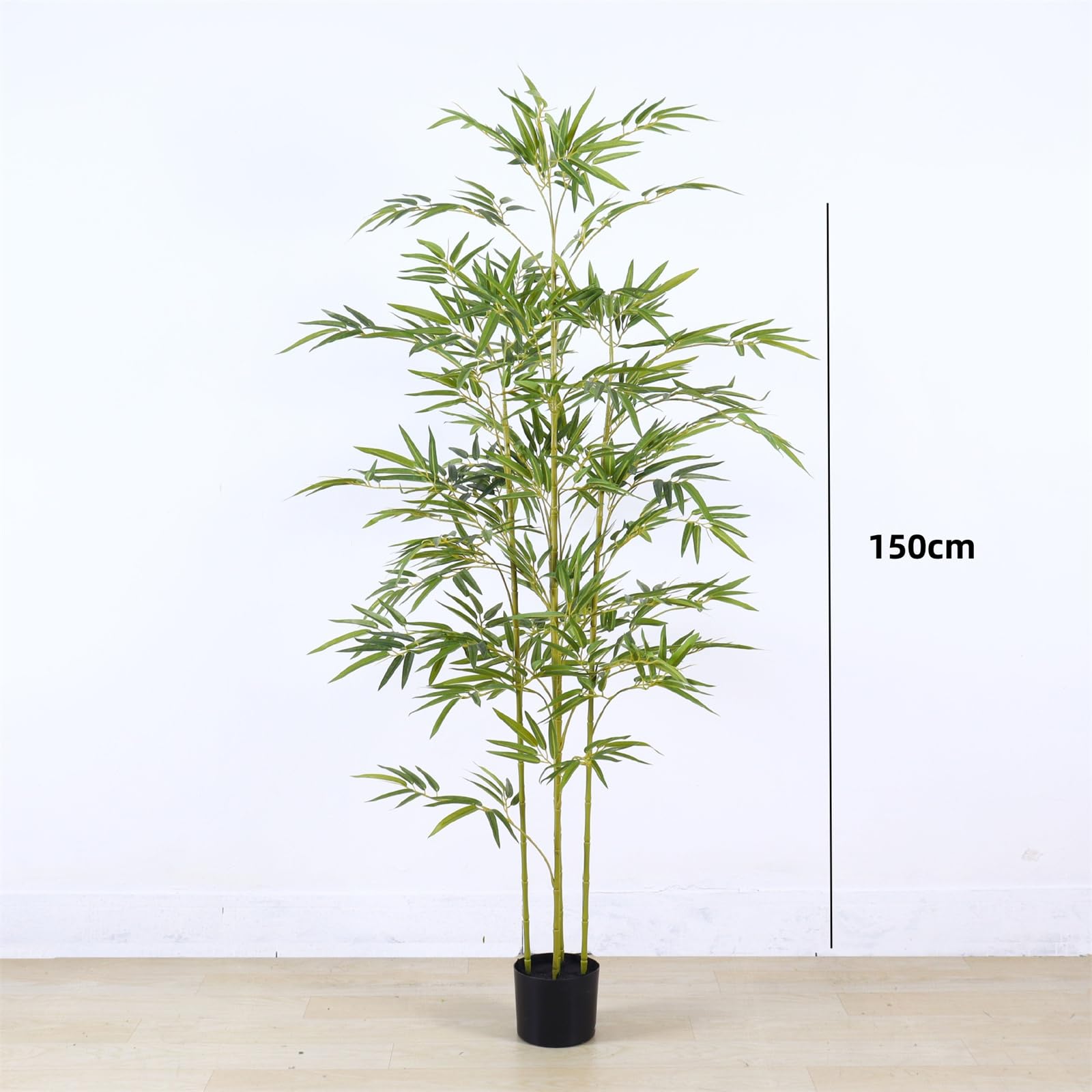 Albero di bambù artificiale Garvee da 5 piedi realizzato in materiale PU resistente con rami malleabili e base in cemento per uso interno ed esterno, verde