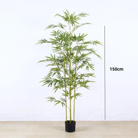 Albero di bambù artificiale Garvee da 5 piedi realizzato in materiale PU resistente con rami malleabili e base in cemento per uso interno ed esterno, verde