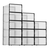 Garvee Scatole di Stoccaggio in Plastica Trasparente Large - Organizer Impilabili per Scarpe con Coperchi Resistenti - ABS Durevole - per Armadi e Sotto Letto - Trasparente - Black