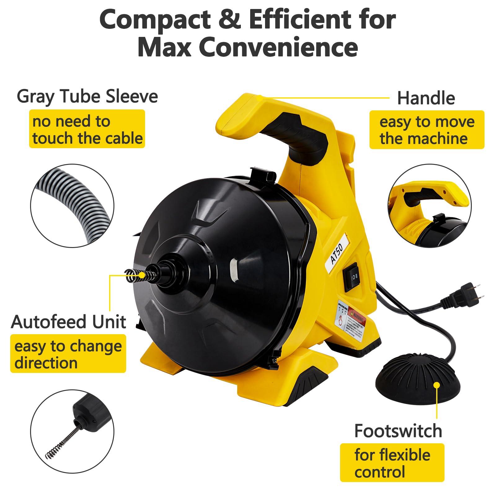 Garvee Spirale Elettrica Automatica 9m per Festa del Papà: Pulisci Scarichi Lavandini, WC e Pavimento con Motore e Aste Prolunga