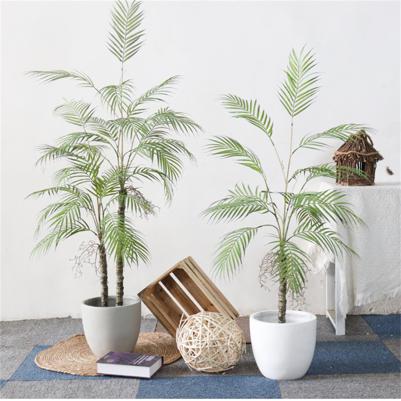 Palma Areca artificiale Garvee da 4 piedi/5 piedi, realistica, malleabile, decorazione per interni ed esterni, poliestere e plastica, facile da pulire, verde