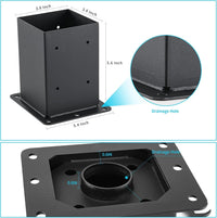 Garvee set da 4 pezzi di supporti per pali in acciaio da 2 mm per pali in legno 4x4, rinforzo su quattro lati, verniciato a polvere nero, set completo per patii e recinzioni