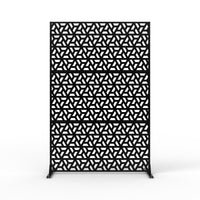 Garvee Schermo per la privacy in metallo a 3 pannelli antiruggine con verniciatura a polvere per giardino, balcone, terrazza, 72x47 pollici, grigio